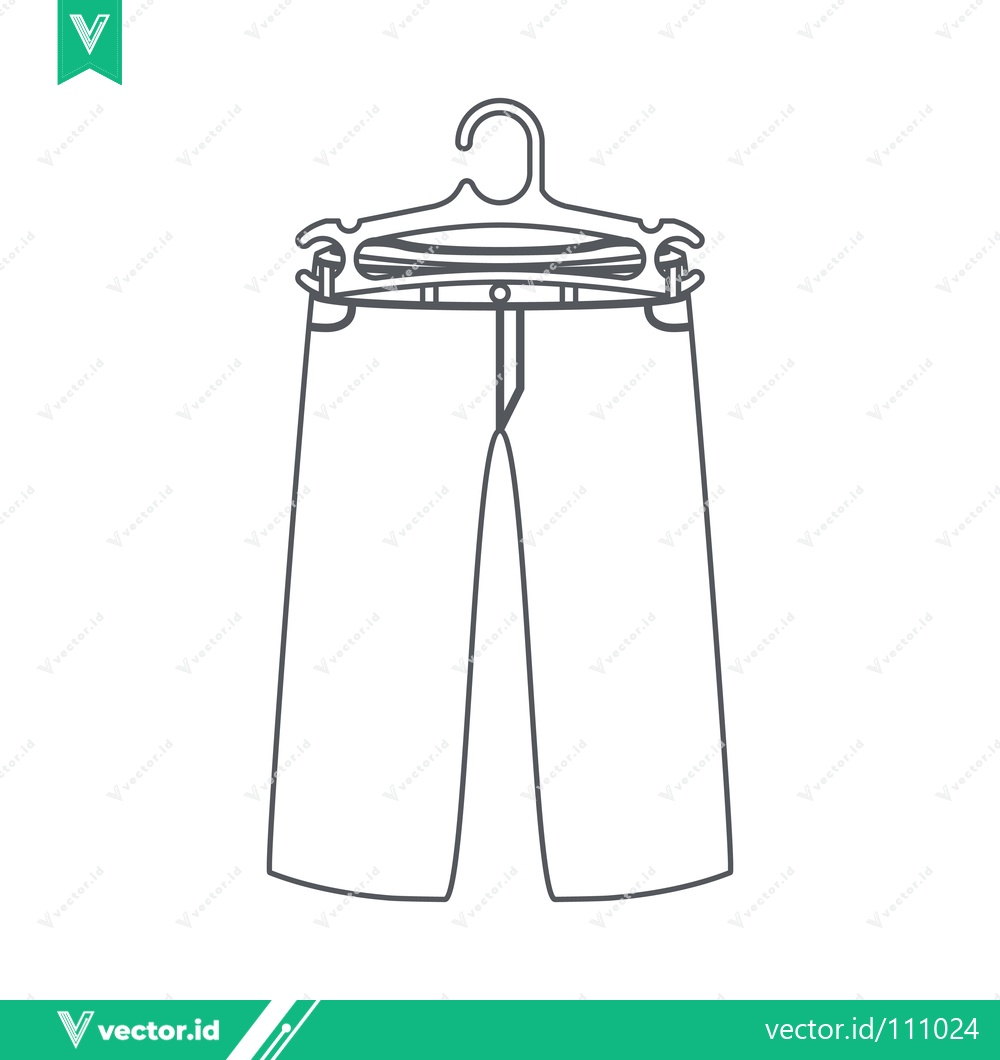 Premium Vector of Line Art Illustration of Denim Jeans on a Hanger