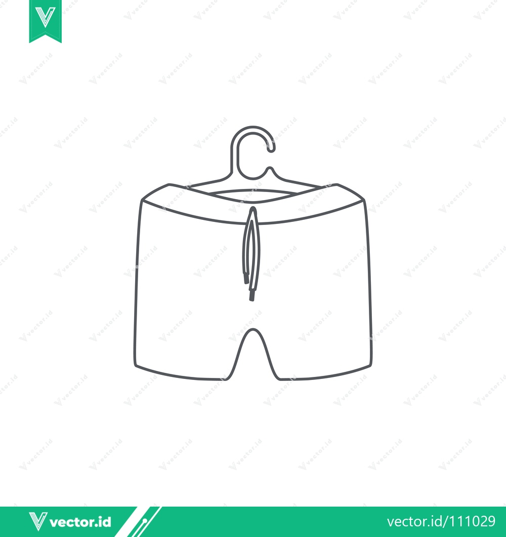Premium Vector of Minimalist Line Art Icon of Shorts on a Hanger
