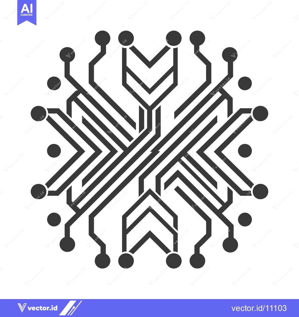 Premium Vector of Abstract Circular Circuit Board with Connected Nodes