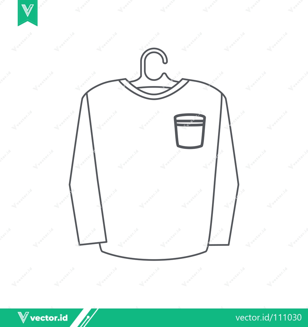 Premium Vector dari Minimalist Line Art of a Long-Sleeve T-Shirt with Pocket on a Hanger