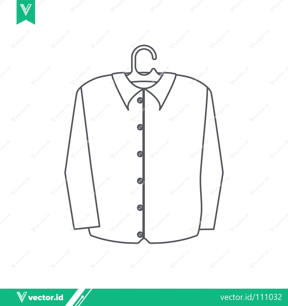 Premium Vector of Simple Line Drawing of a Button-Up Shirt on a Hanger
