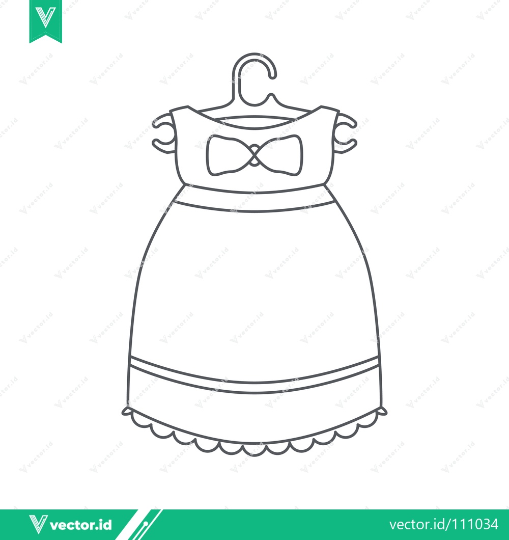 Premium Vector dari Simple Line Drawing of a Baby Dress on a Hanger