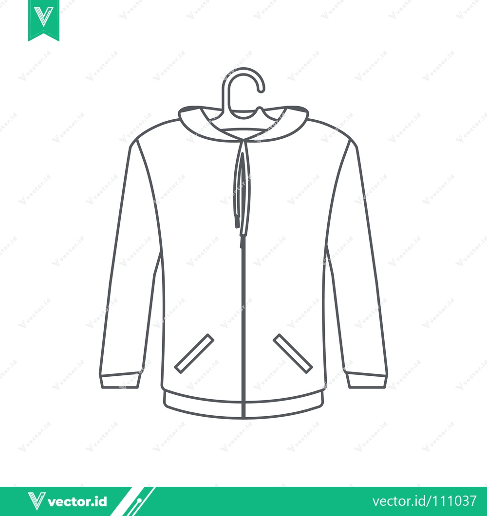 Premium Vector of Line Art Illustration of a Zip-Up Hoodie on a Hanger