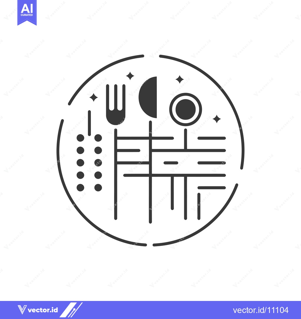 Premium Vector of Abstract Circular Design Featuring Fork, Spoon, and Plate