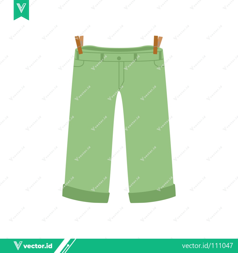 Premium Vector of Green Cropped Pants Hanging on Clothesline