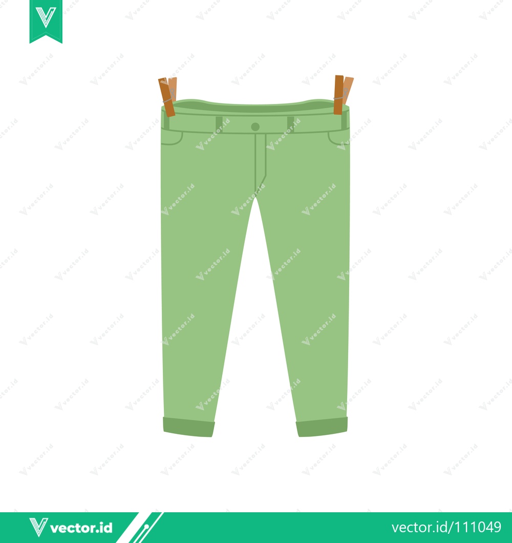 Premium Vector dari Green Pants Hanging on Clothesline Illustration