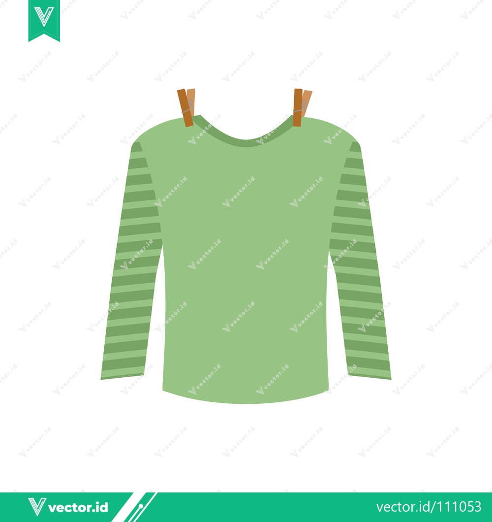 Premium Vector dari Green Long Sleeve Shirt Hanging on Clothesline with Clothespins
