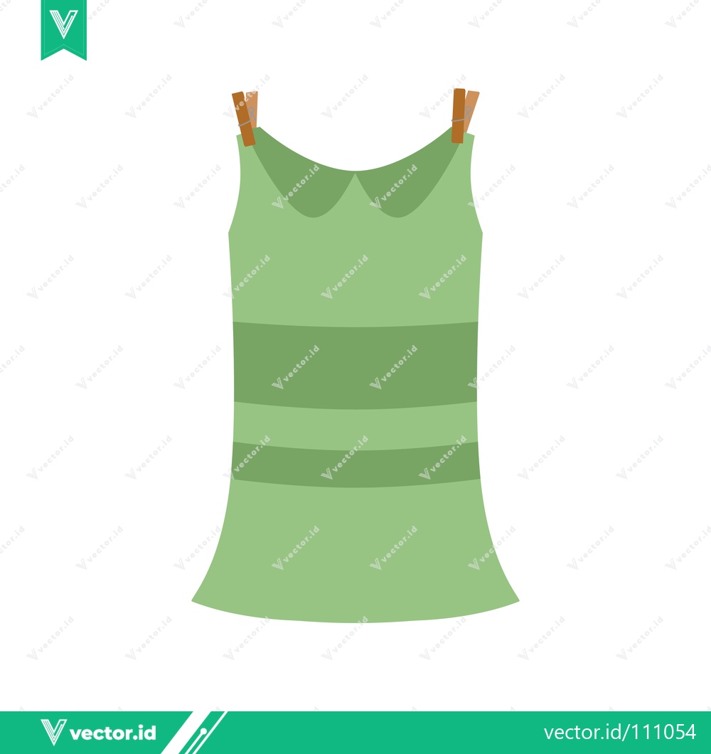 Premium Vector dari Green Tank Top Hanging on Clothesline with Clothespins