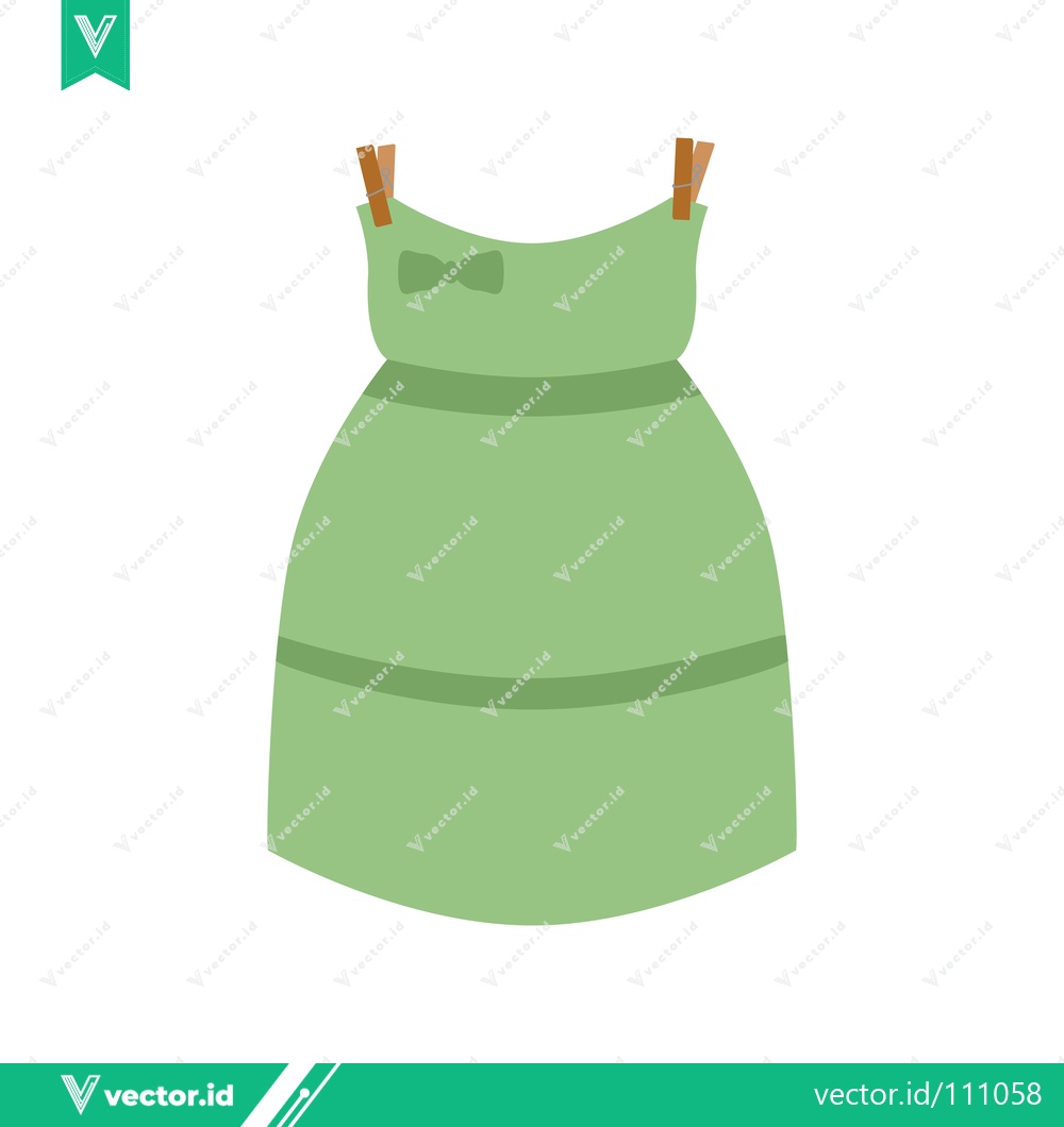 Premium Vector of A simple green dress hanging on a clothesline