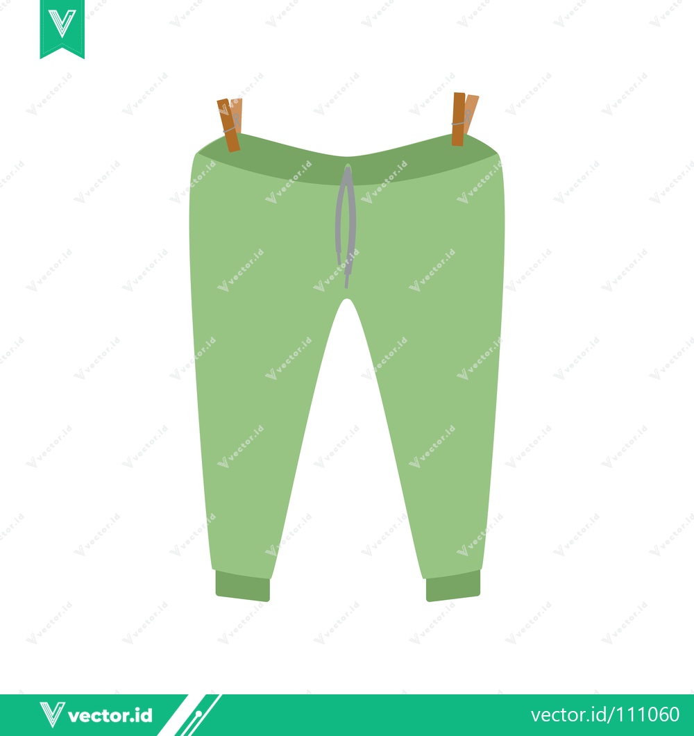 Premium Vector of Green Pants Hanging on Clothesline Illustration
