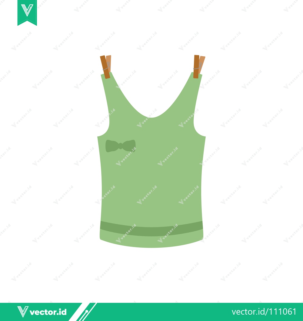 Premium Vector dari Simple Green Tank Top with Bow Detail Hanging on Clothesline