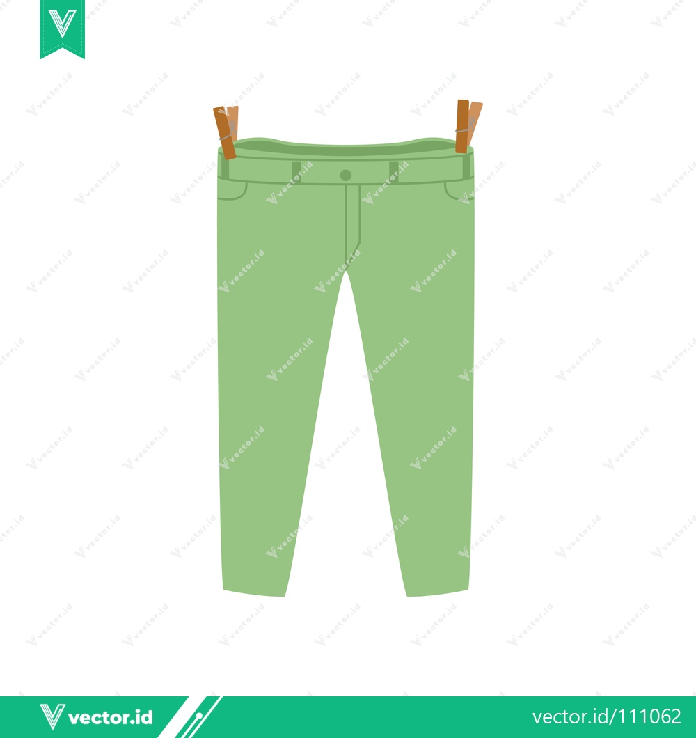 Premium Vector of Green pants hanging on a clothesline