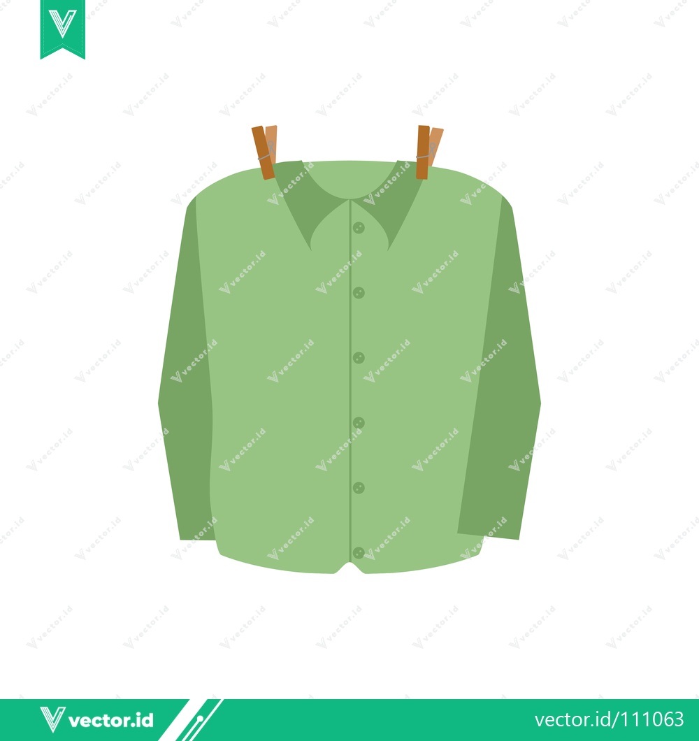 Premium Vector dari Green Shirt Drying on a Clothesline with Clothespins