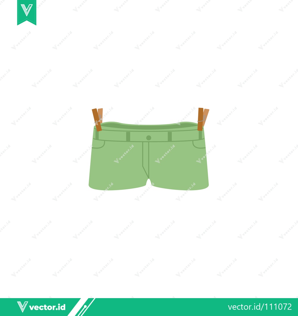 Premium Vector of Green Denim Shorts Hanging on Clothesline