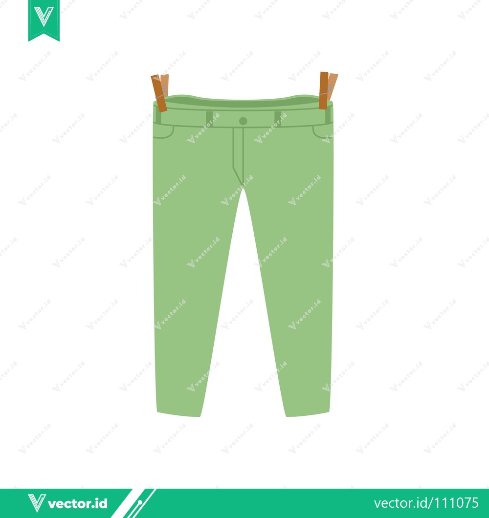Premium Vector of Green Pants Hanging on Clothesline Illustration