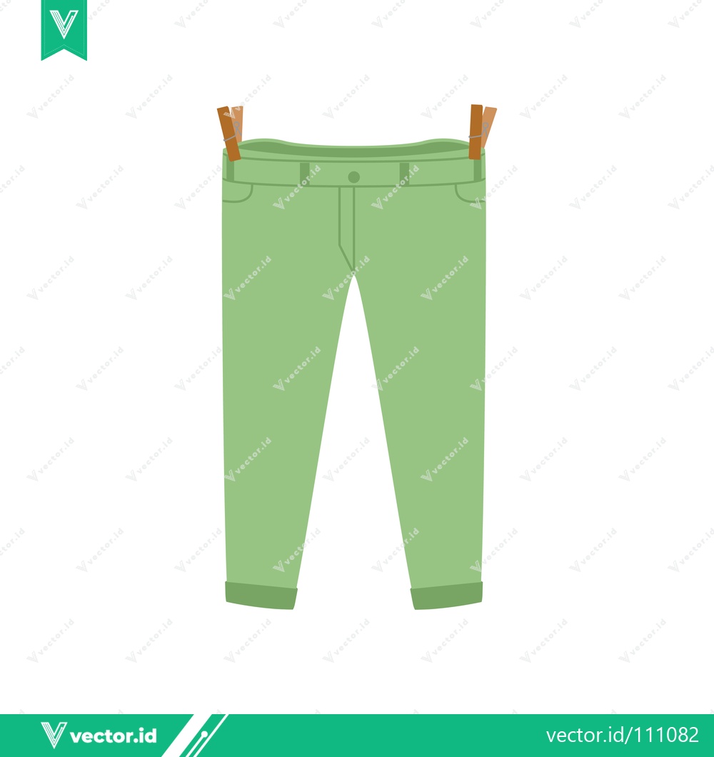 Premium Vector of Green Pants Hanging on Clothesline Illustration
