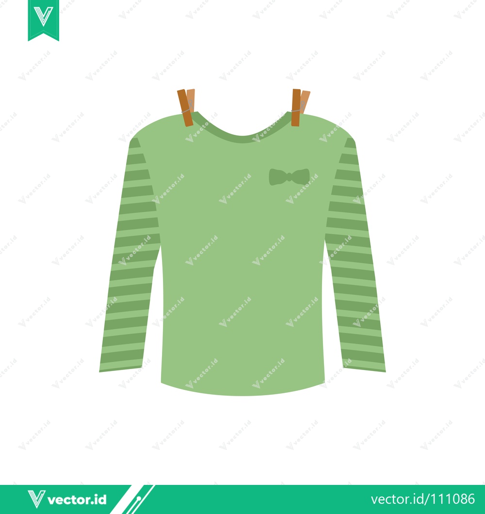 Premium Vector dari Green Long Sleeve Shirt with Striped Sleeves and Bow Detail