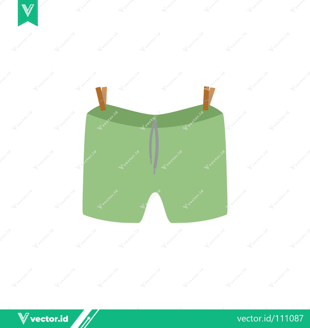 Premium Vector dari Green Shorts Hanging on Clothesline Illustration
