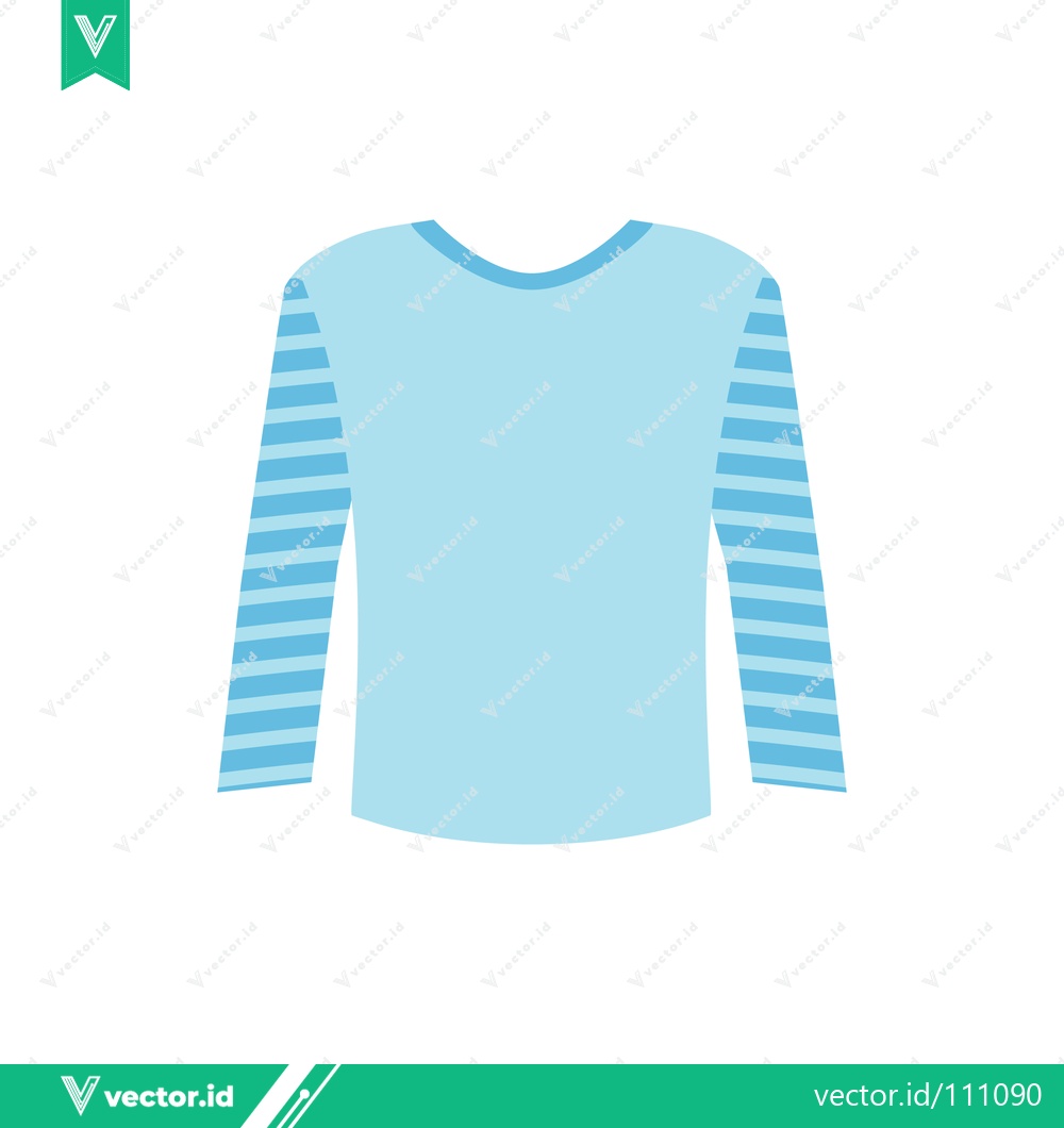 Premium Vector dari Light Blue Long Sleeve T-Shirt with Striped Sleeves