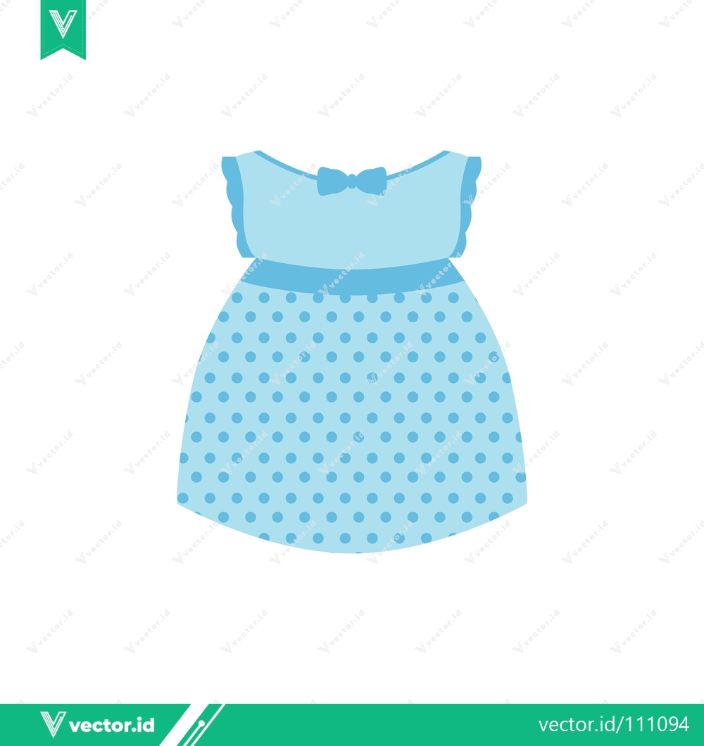 Premium Vector dari Cute Blue Baby Dress with Polka Dots and Bow