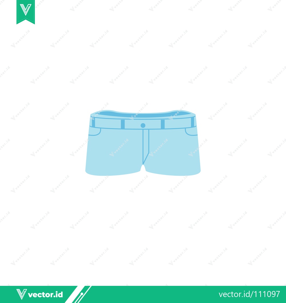Premium Vector of Light Blue Denim Shorts Flat Design Icon