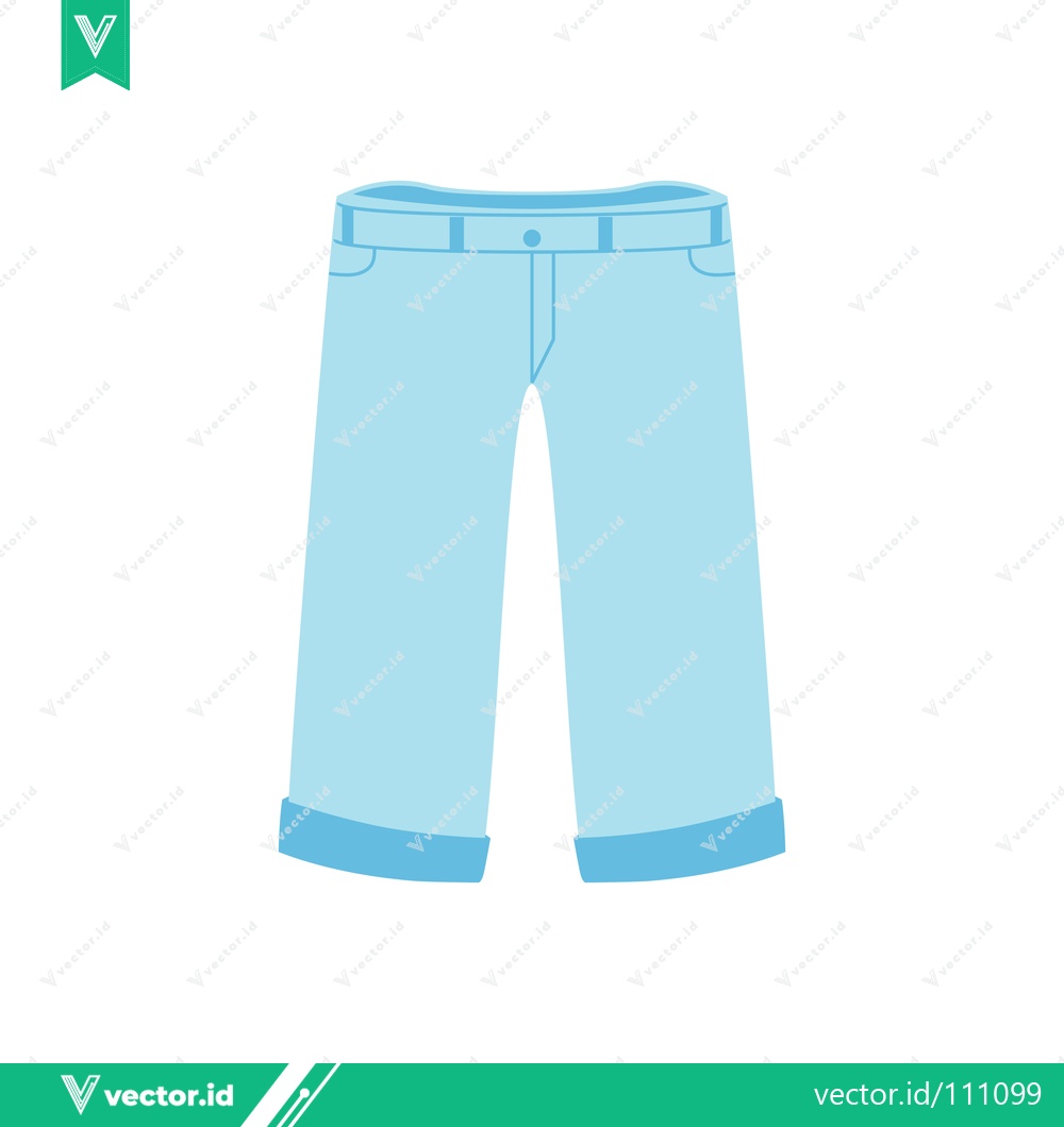 Premium Vector of Light Blue Denim Jeans with Cuffed Hems