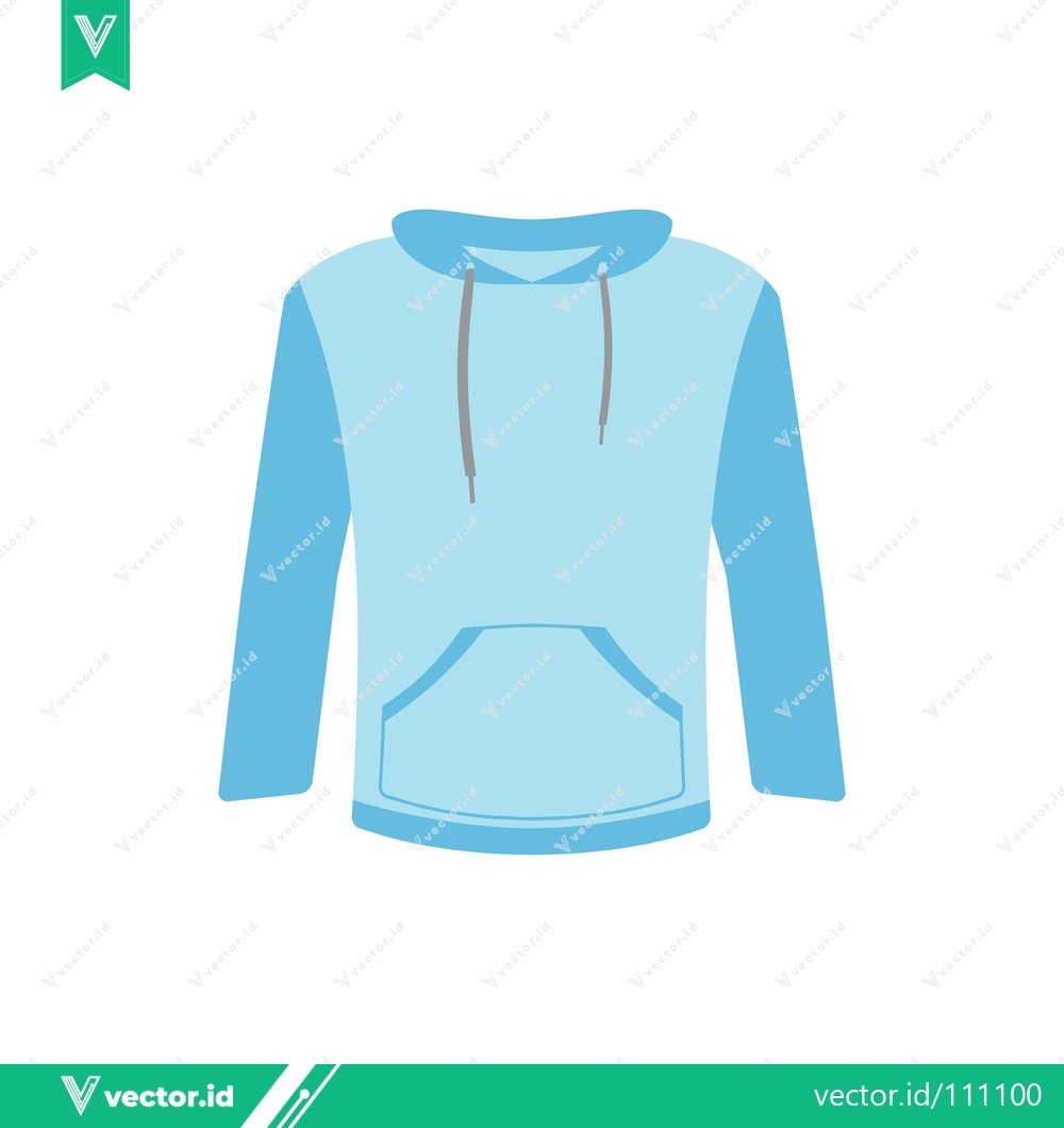 Premium Vector of Light Blue Hoodie with Kangaroo Pocket and Drawstrings