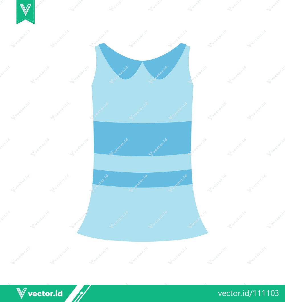 Premium Vector of Light Blue Striped Sleeveless Dress with Peter Pan Collar