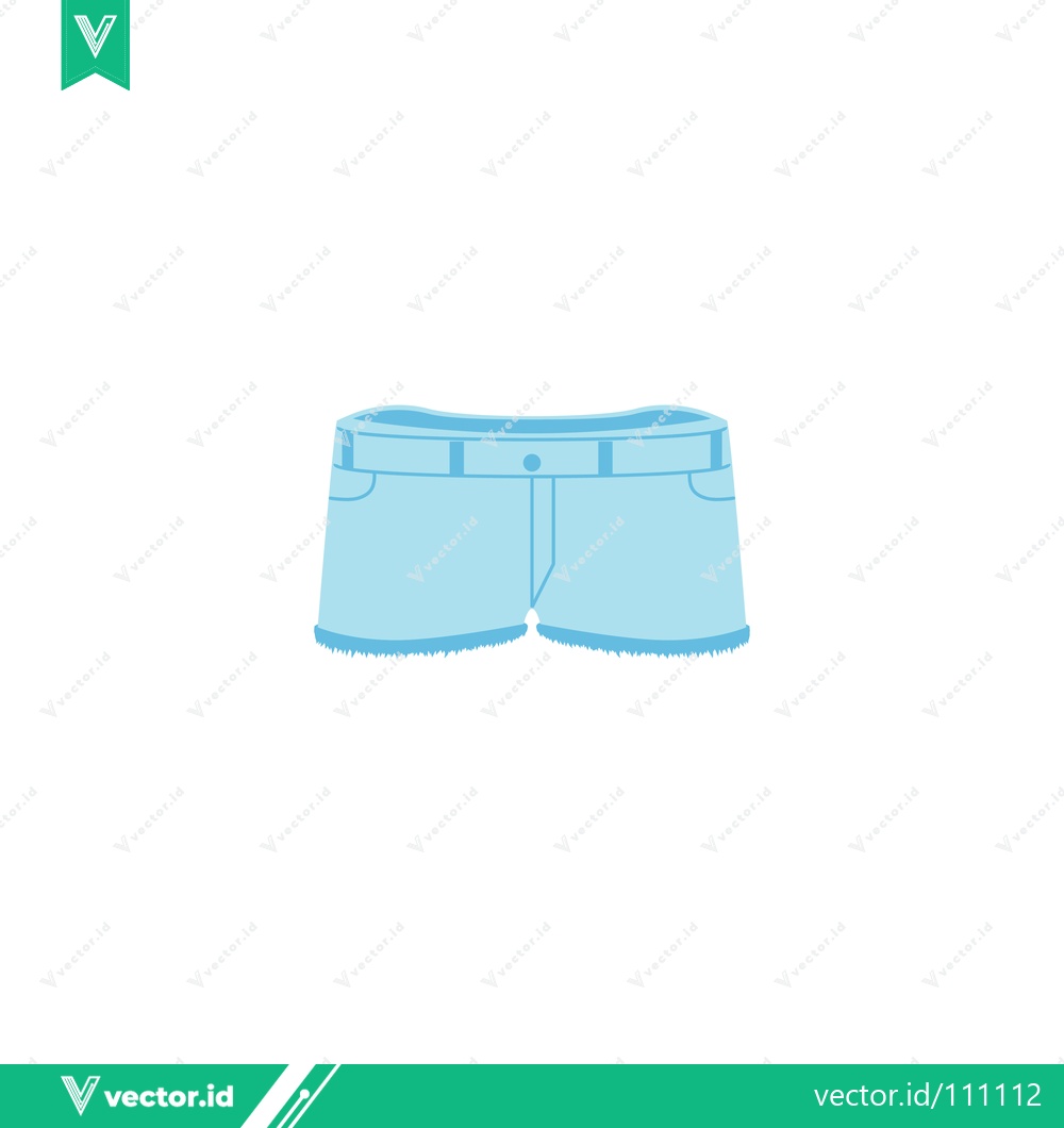 Premium Vector of Light Blue Denim Shorts with Belt Loops and Pockets