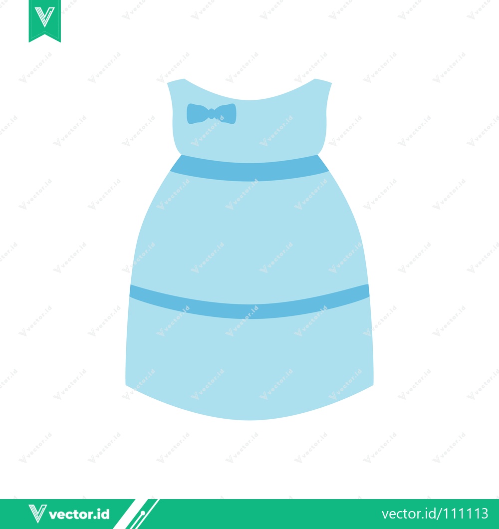 Premium Vector dari Simple Light Blue Baby Dress with Bow Accent