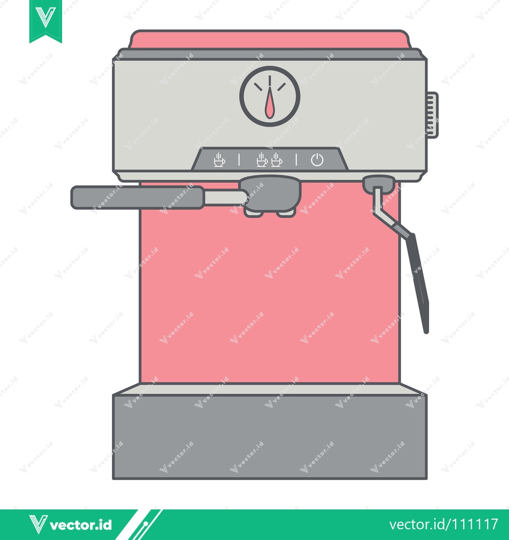 Premium Vector of Modern Espresso Machine with Steam Wand and Pressure Gauge