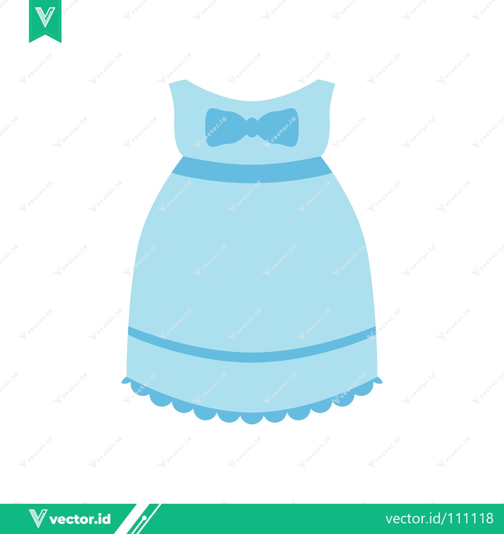Premium Vector dari Simple Light Blue Baby Dress with Bow Accent