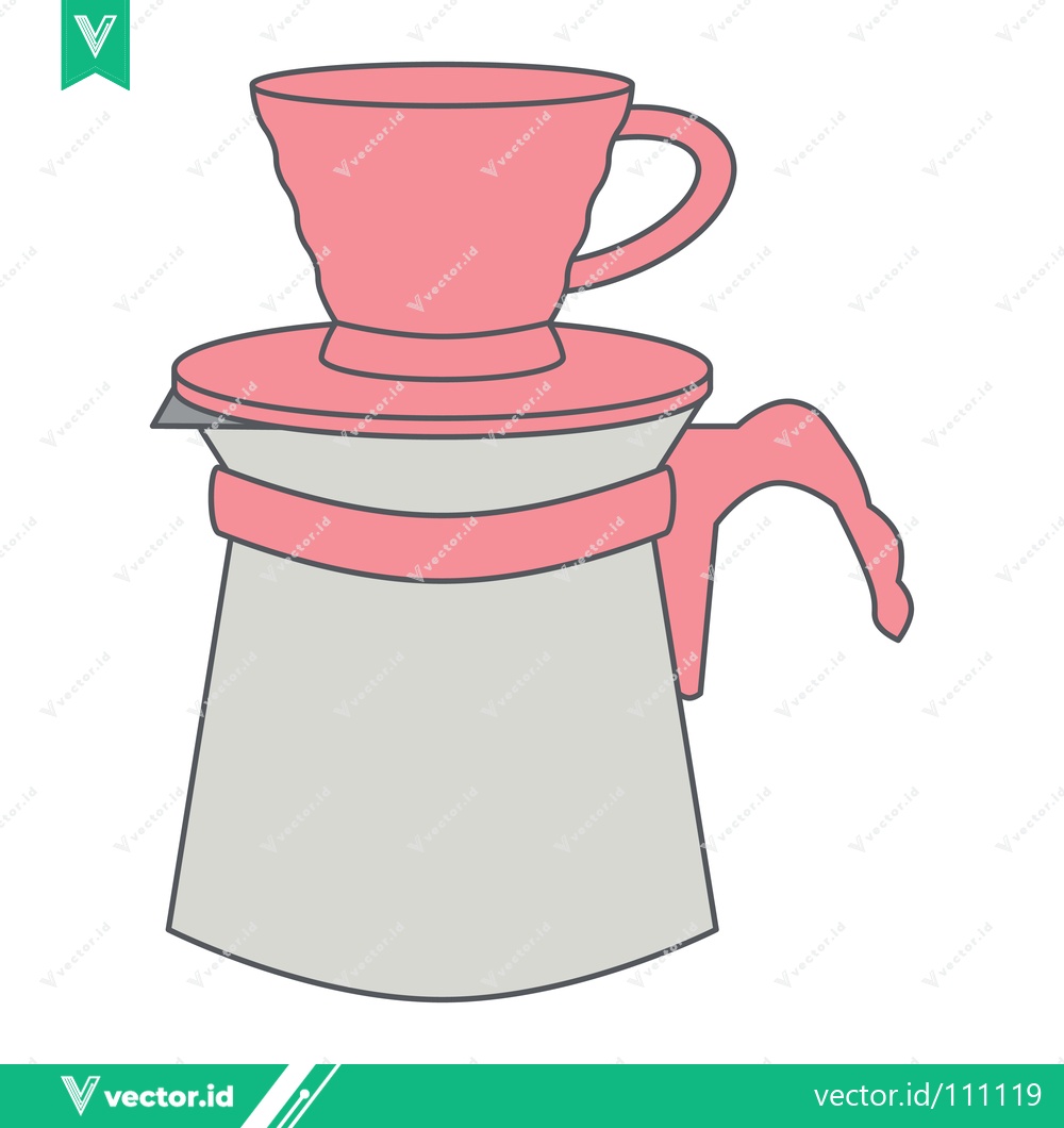 Premium Vector dari Pink Coffee Maker with Pour Over Dripper and Cup