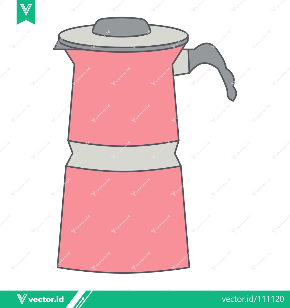 Premium Vector of Pink Moka Pot Coffee Maker Illustration