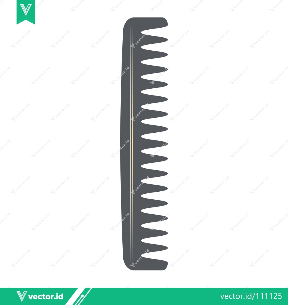 Premium Vector dari A simple illustration of a dark gray comb with wide teeth