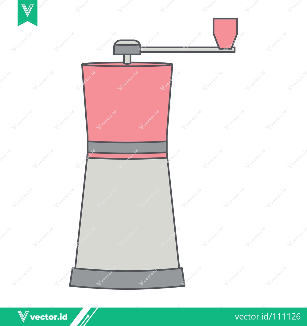 Premium Vector of Manual Coffee Grinder with Pink Top and Gray Base