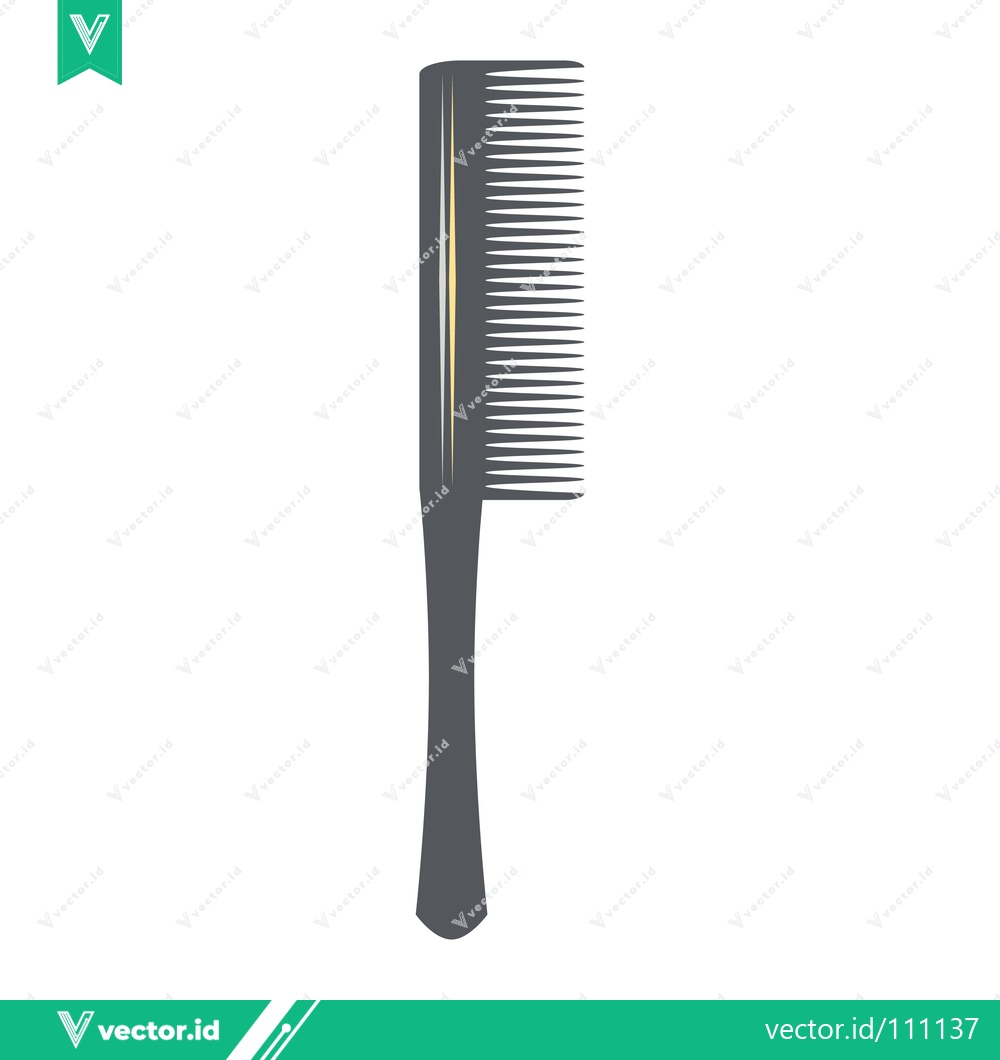 Premium Vector of A sleek dark grey comb with fine teeth and a long handle isolated on a white background