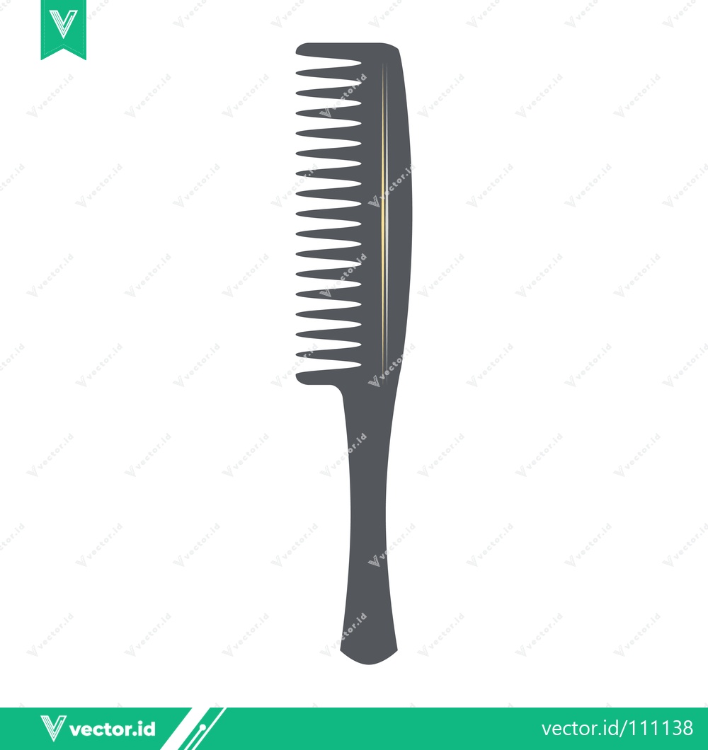Premium Vector of A dark gray wide-tooth comb isolated on a white background
