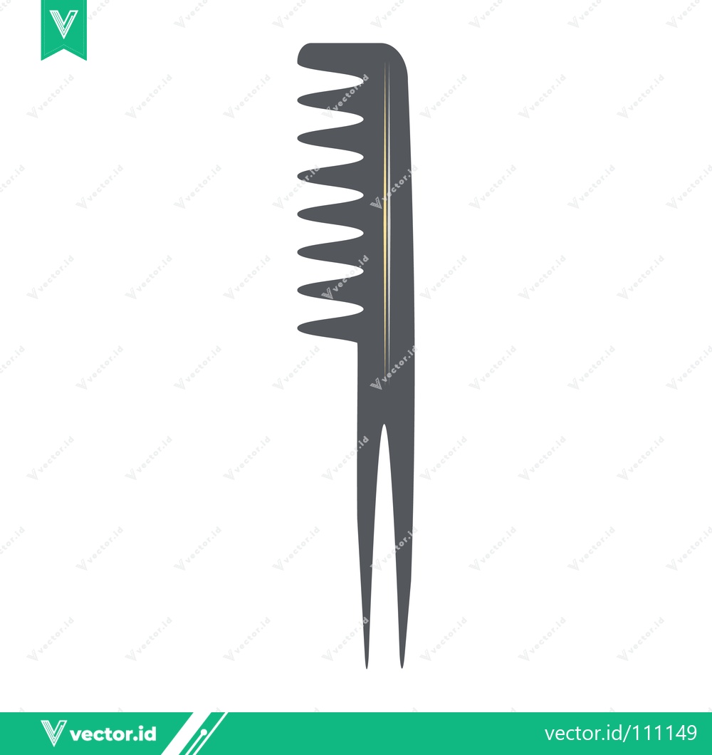 Premium Vector of Styling Comb with Wide Teeth and Pointed Handle for Hair