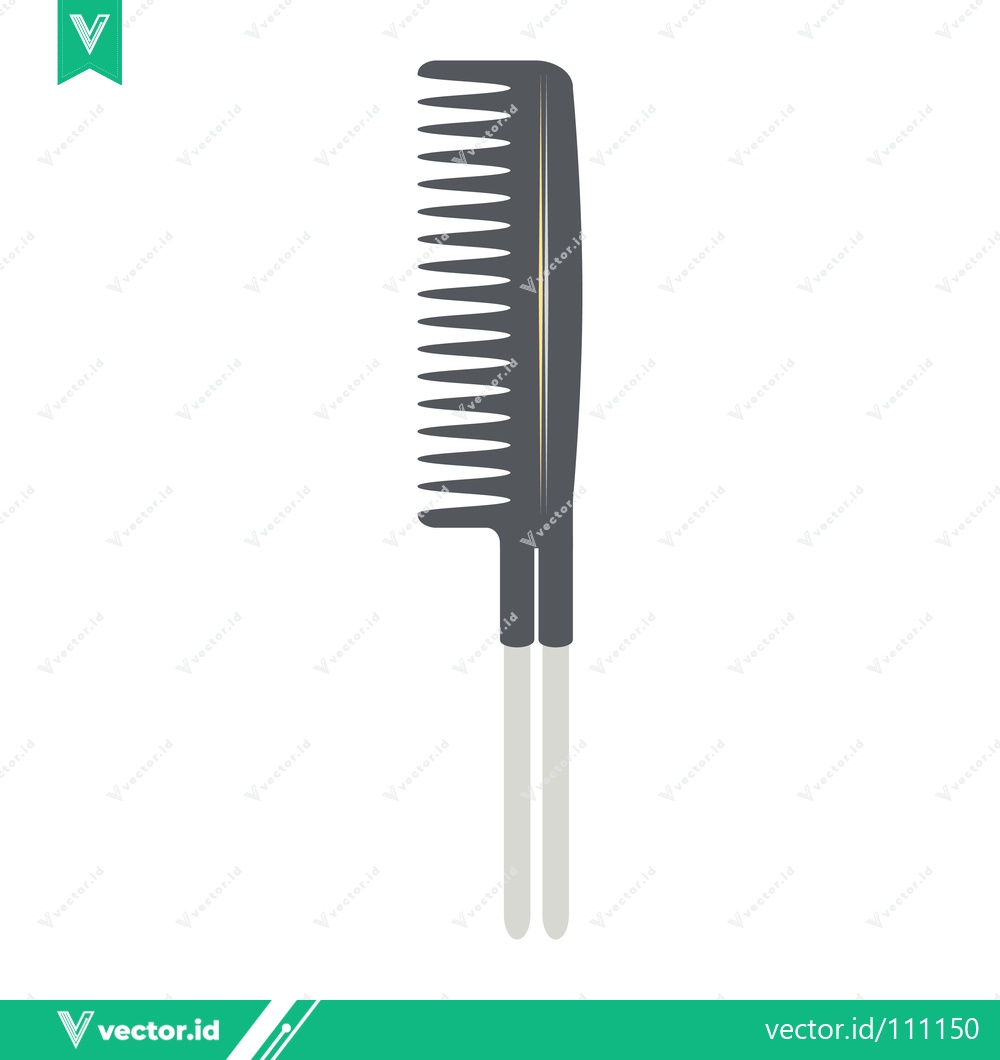 Premium Vector dari Modern Black Comb with Silver Handle for Hair Styling