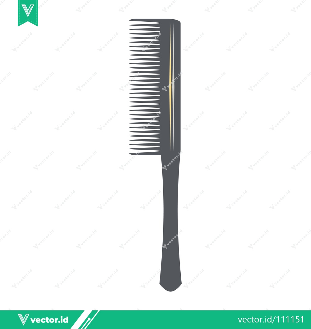 Premium Vector of A sleek dark grey comb with fine teeth and a long handle isolated on a white background