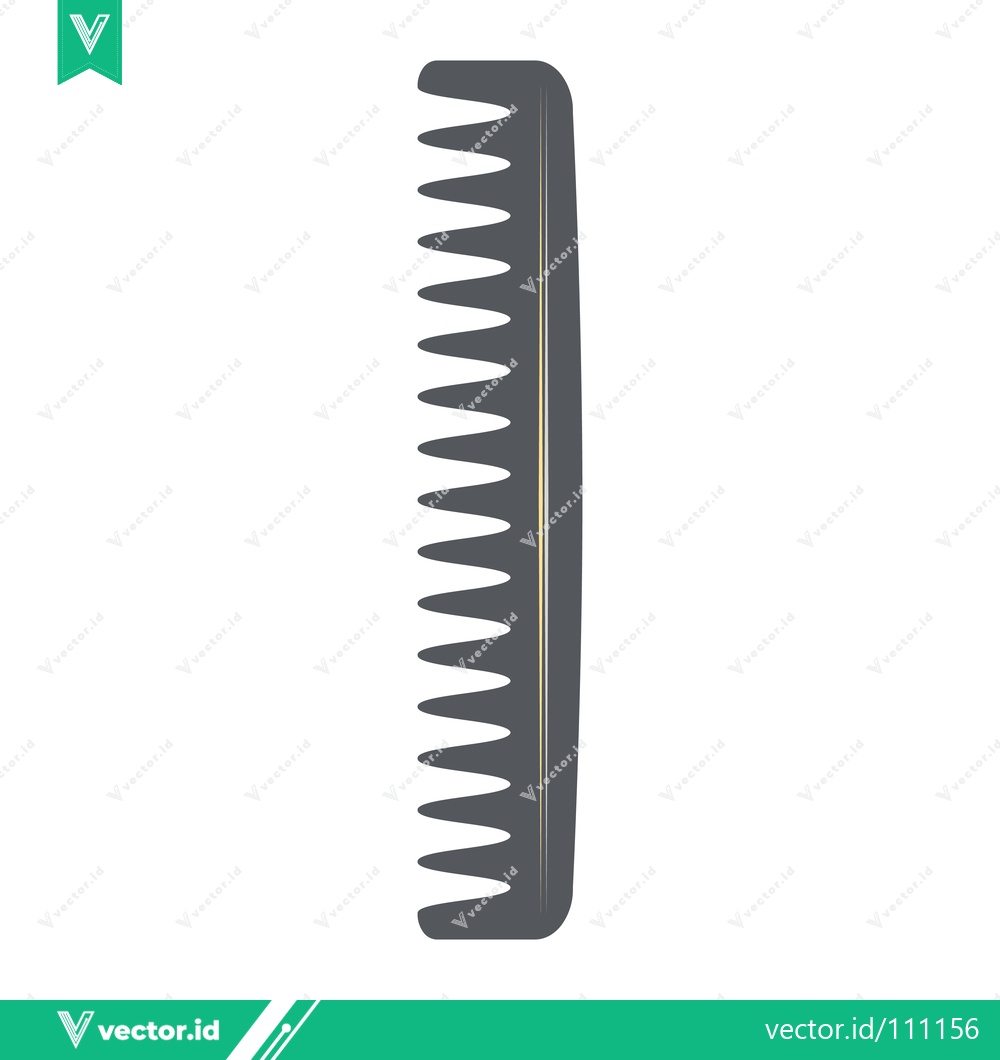 Premium Vector of A simple dark gray comb with wide teeth isolated on a white background