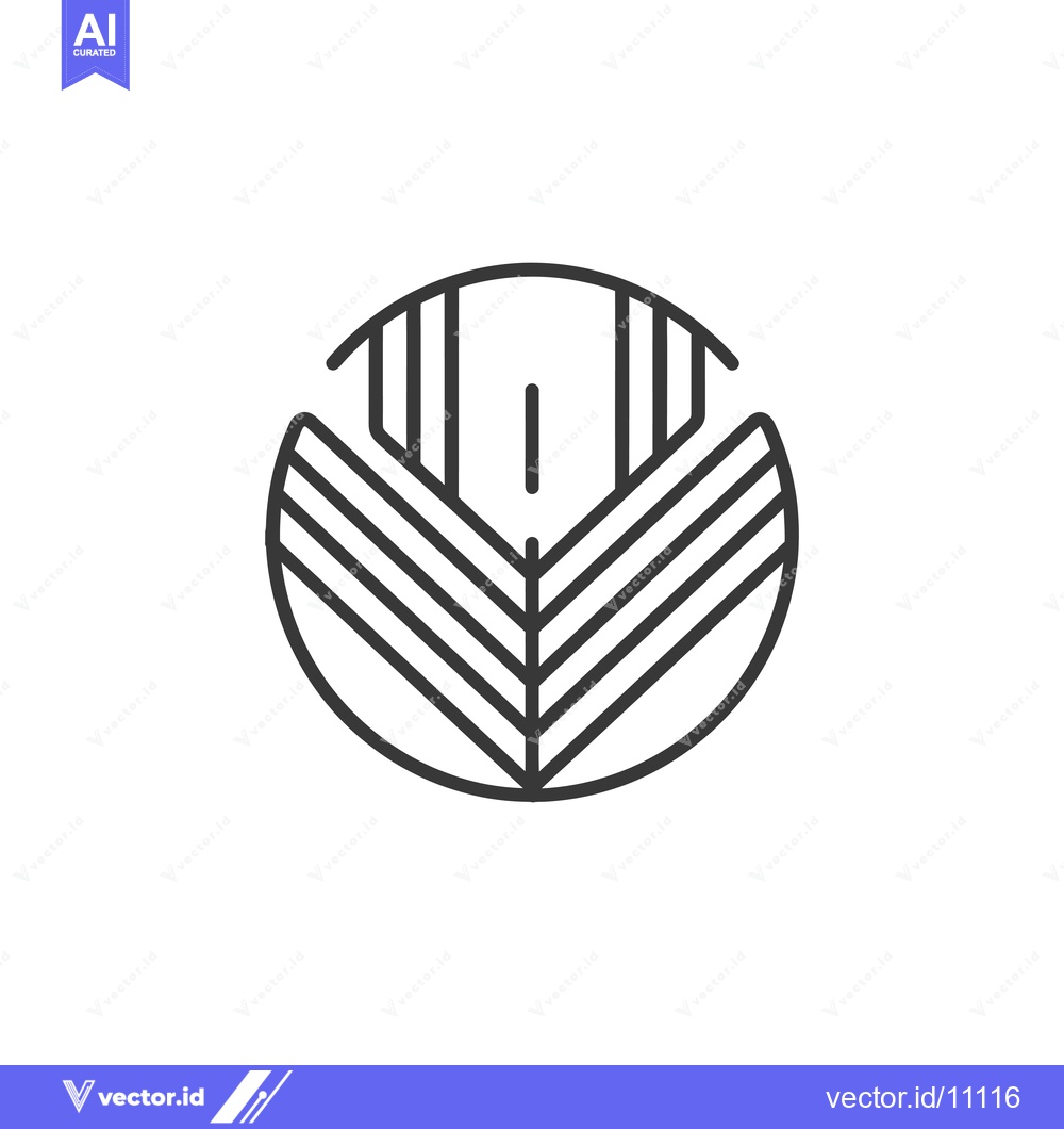 Premium Vector of Abstract Circular Design with Geometric Lines and a Center Vertical Li