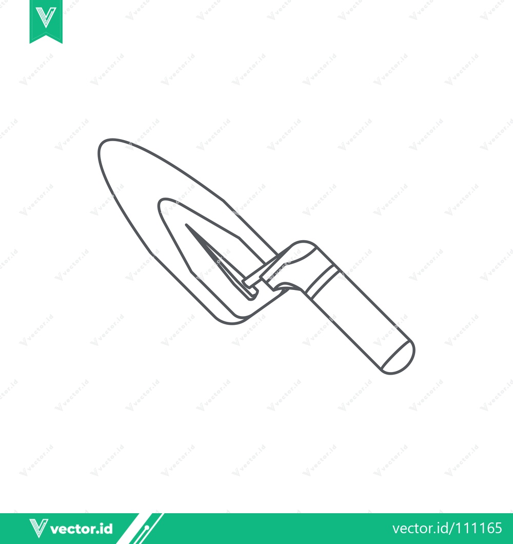 Premium Vector dari Simple Line Drawing of a Garden Trowel