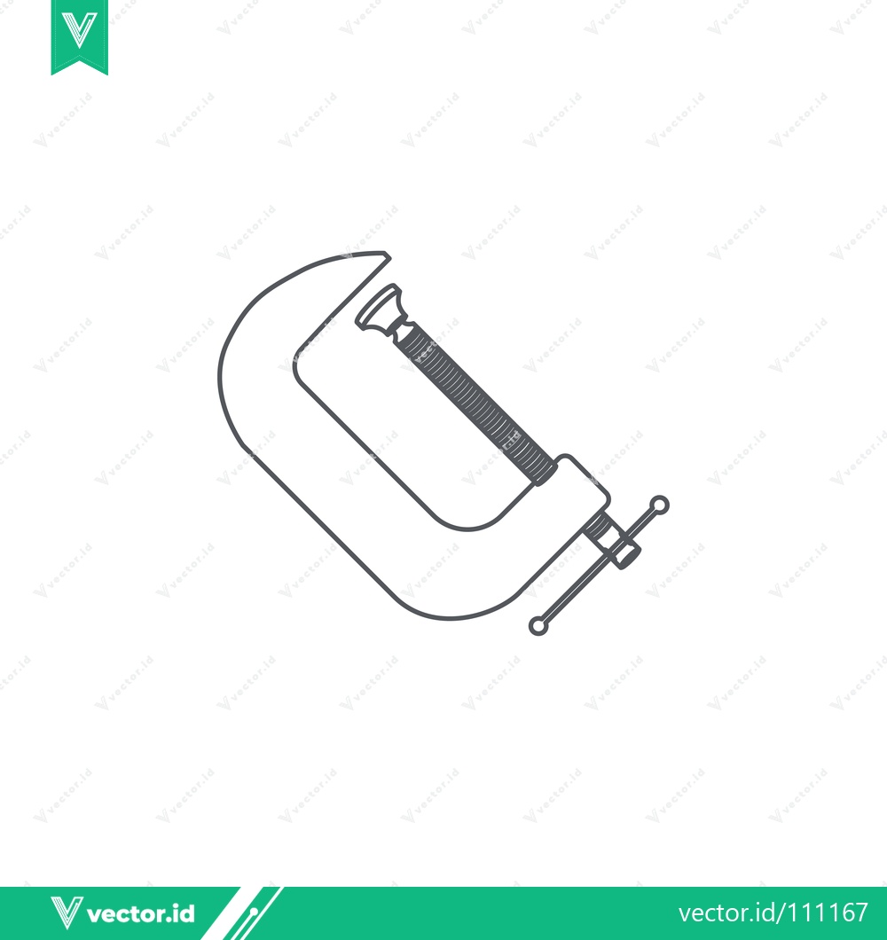 Premium Vector dari Simple Line Drawing of a C-Clamp Tool