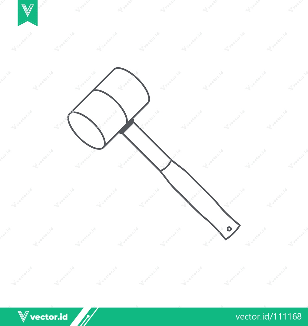 Premium Vector of Simple Line Drawing of a Rubber Mallet Tool