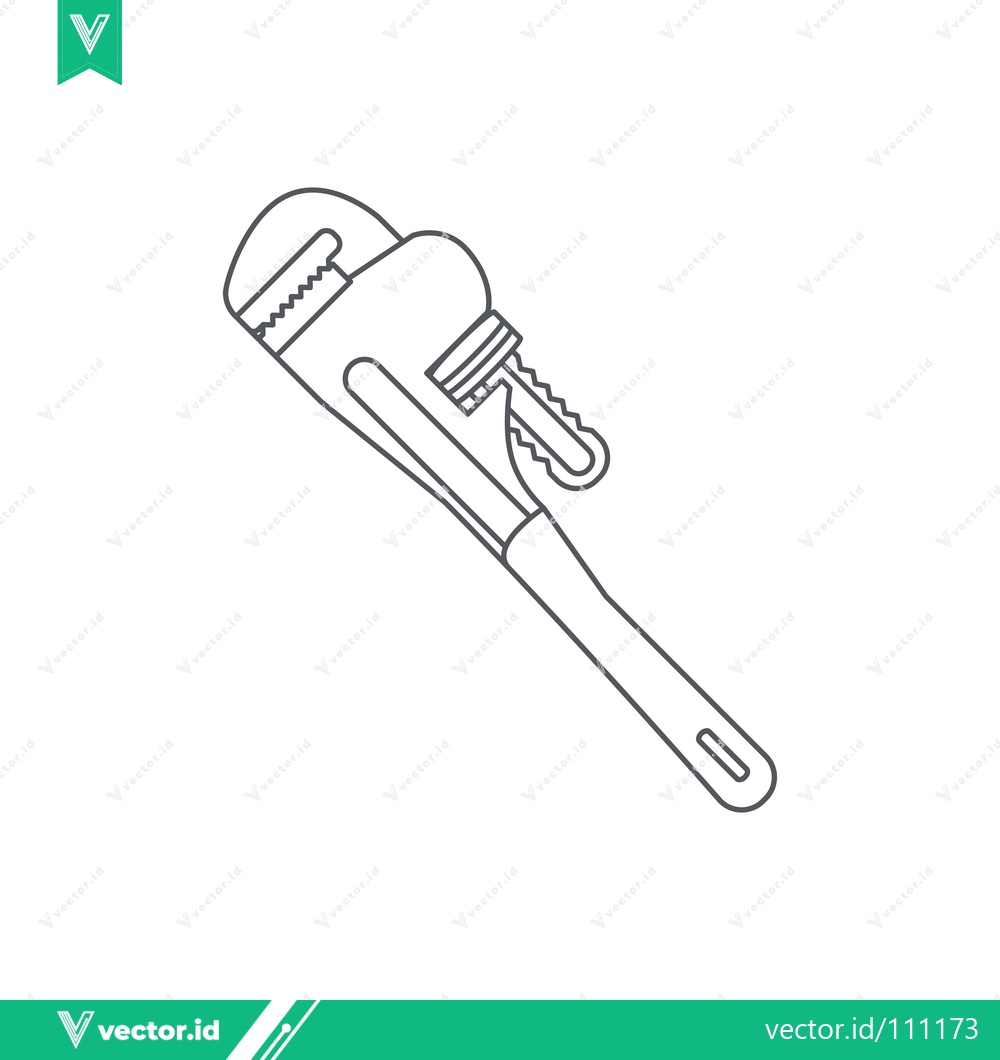 Premium Vector dari Simple Line Art Illustration of a Pipe Wrench Tool