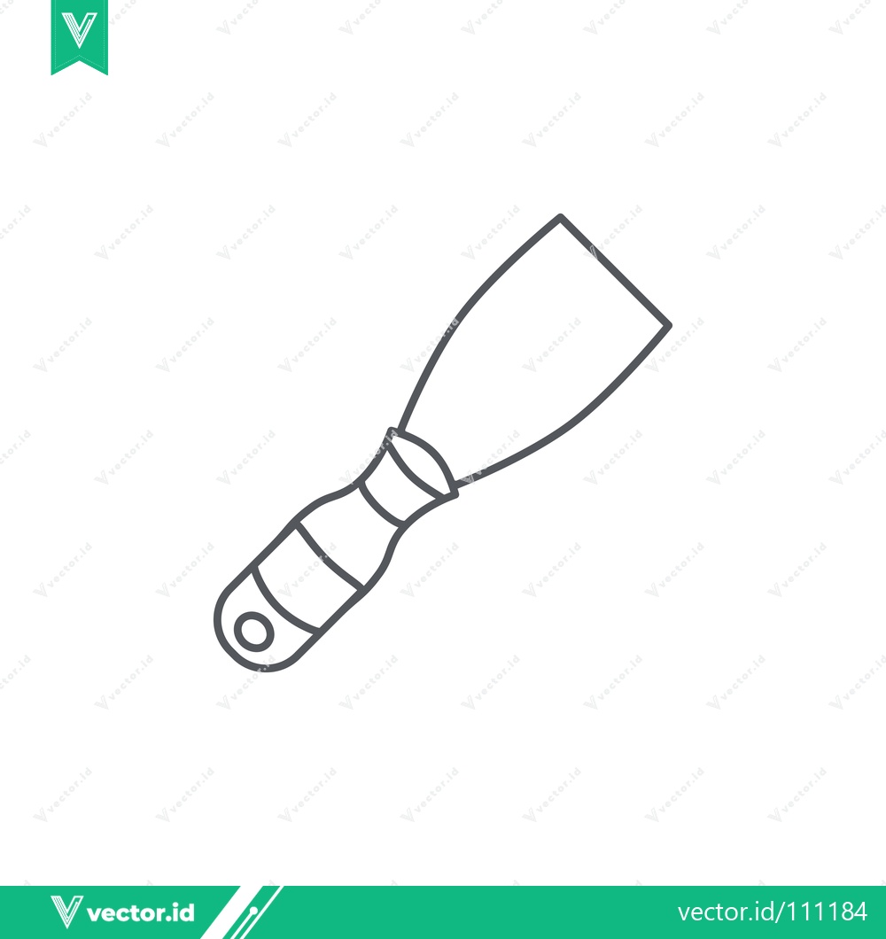 Premium Vector dari Simple Line Drawing of a Putty Knife Tool