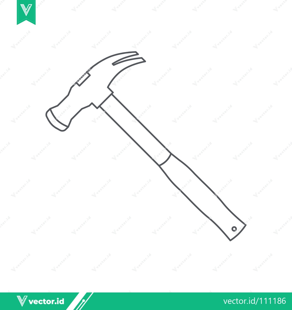 Premium Vector dari Simple Line Drawing of a Claw Hammer Tool