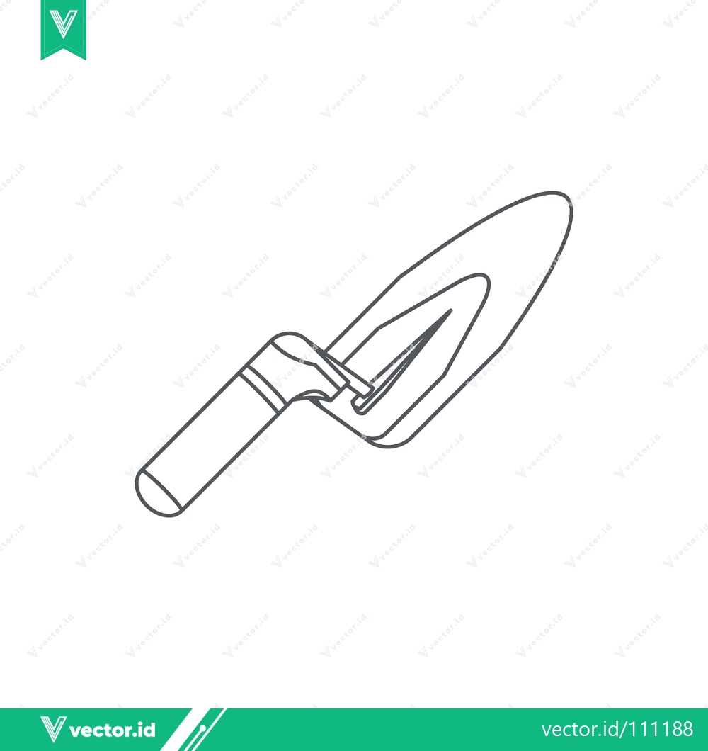 Premium Vector dari Simple Line Drawing of a Garden Trowel Tool